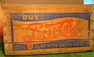 1940 Antique Pepsi Cola 5c Double - Dot Wood Bottle Soda Crate