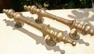 2 Large Door Handle Pulls Solid Spun 100 Brass Vintage Aged Old Style 12 " B
