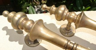 2 large DOOR handle pulls solid SPUN 100 brass vintage aged old style 12 