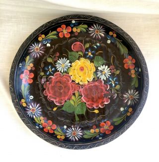 Large Vintage Hand Carved & Painted Wood Batea Tray - Mexico - 18 Inches
