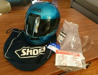Vintage Teal Green Shoei Rf - 200 W/2 Visors Ca.  1990 Tags Barely
