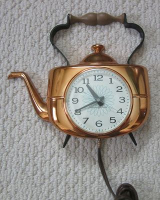 Vintage General Electric Tea Kettle Shaped Kitchen Wall Clock,  Made In The Usa