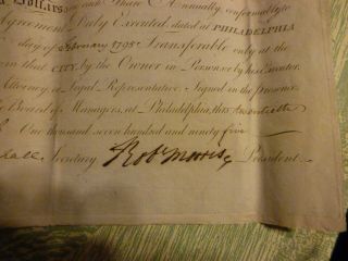 1795 ROBERT MORRIS,  Signed Stock Certificate North American Land Company 3