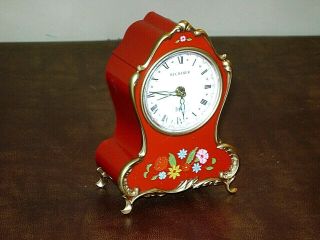 Vintage Bucherer Musical Flower Windup Alarm Clock Lador Switzerland Blue Danube