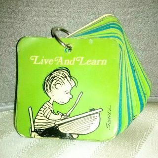 Peanuts 1970 Hallmark " Live And Learn " Laminated Flip Cards