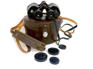 Vintage Nikon 9x35 7.  3 Binoculars Nippon Kogaku Tokyo W/ Case Caps&straps