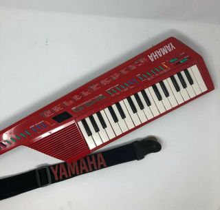 Vintage Red Yamaha Shs - 10 Keytar Digital Keyboard With Midi W/ Strap