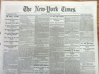 1863 Ny Times Newspaper Battle Of Gettysburg Pennsylvania Civil War Robert Lee