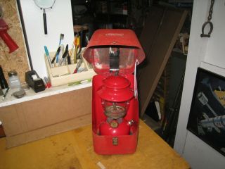 Vintage 1964 Red Coleman 200a Lantern W/ Coleman Red Metal Storage Case