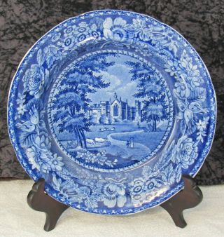 Staffordshire Blue Transferware Cashiobury Hertfordshire 7 1/4 " Pearlware Plate