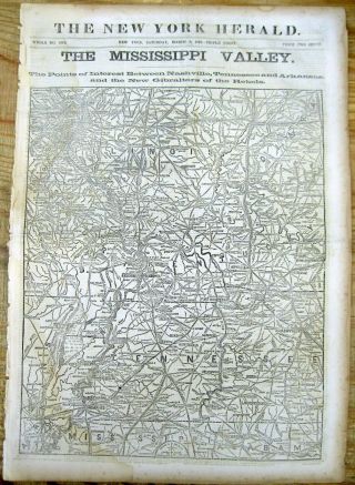 Best 1862 Civil War Newspaper W Detailed Map Kentucky Tennessee Missouri Il Al,