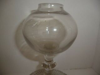 Rare 19th C.  Boston Sandwich Glass ? Whale Oil Lamp w/ Cup Base Plate 3