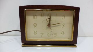 Vintage Ge General Electric Telechron Wooden Alarm Clock Model 7ha188