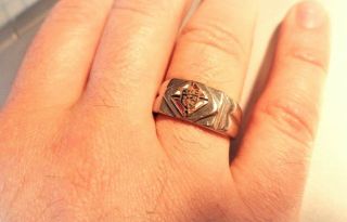 Vintage Knights Of Columbus Ring Gold Cross Silver Red White Blue Enamel Size 11