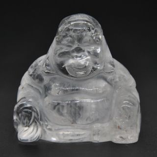 1.  4 " Laughing Maitreya Buddha Figurine Clear Quartz Crystal Healing Carving Gift
