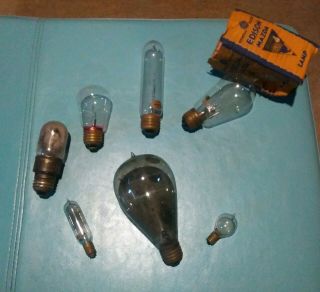 7 Vintage Antique Light Bulbs Edison Mazda Etc.