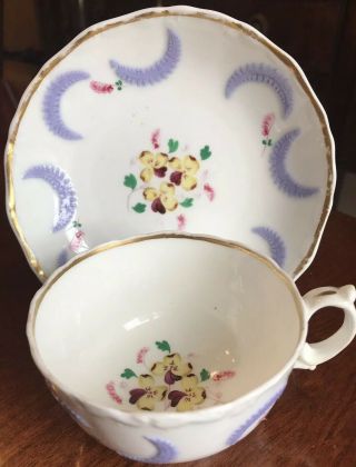 English Chelsea Tea Cups (2) And Saucers And Small Pitcher 2
