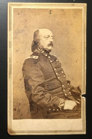 Civil War General Benjamin Butler - Cdv Photo By Matthew Brady & Revenue Stamp