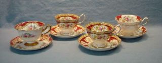 4 English Teacups & Saucers - Royal Albert,  Shelley