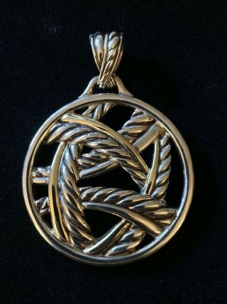 David Yurman Vintage 925 Sterling Silver 18k Gold Cable Rope Crossover Pendant