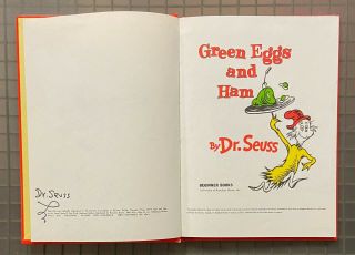 Dr Seuss Signed Green Eggs & Ham Book Autographed Auto Jsa Loa