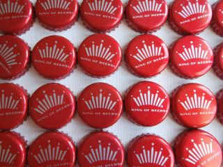 Budweiser King Of Beer Bottle Caps - 100 Twist Off,  No Dents,  Crafts,  Red