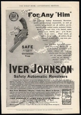 1906 Ad Iver Johnson Automatic Revolvers Gun Firearms Or Duplex Phonograph 2