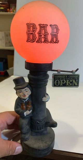 Vintage Drunk Charlie Chaplin Lamp Post Glass Bar Globe Light Gambler’s Corner