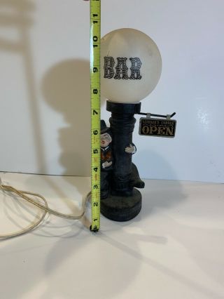Vintage Drunk CHARLIE CHAPLIN Lamp Post Glass Bar Globe Light Gambler’s Corner 3