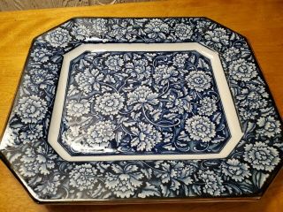 Vintage Asian Chinese Porcelain Serving Tray/platter Blue & White