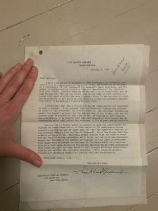 1939 letter from President Franklin Delano Roosevelt to York Gov Sulzer 3