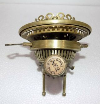Victorian Hinks No.  2 Duplex Kerosene Oil Lamp Burner Brass Cleaned Bur - 3