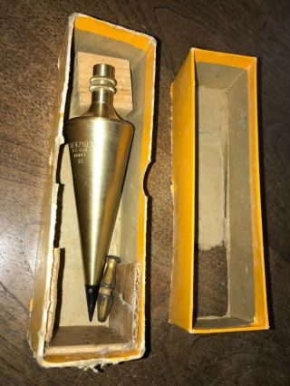 Vintage Dietzgen Brass Plumb Bob With Steel Point Tip 18 Oz.  5724s - 18 Cond