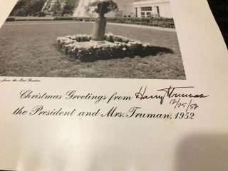 Harry Truman President White House 1952 Christmas Card Signed Autographed 3