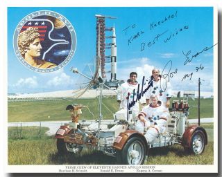 Harrison Schmitt,  Ron Evans Handsigned Apollo 17 Crewlitho - 11h503