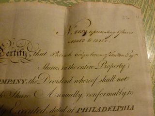 1798 ROBERT MORRIS,  Signed Stock Certificate North American Land Company 3