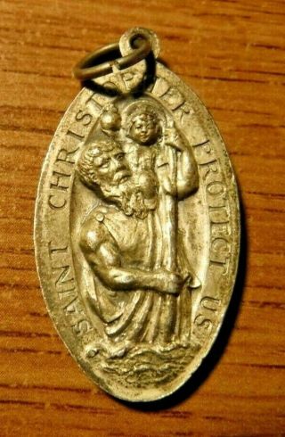 Antique Large St Christopher,  Our Lady Of The Highway Catholic Medal