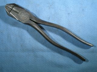 Antique M.  Klein & Sons 8 - 1/2 " Lineman Pliers Date Code 2 - 27 C.  V.  Made In Usa