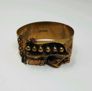 Vintage 1960s Brustalist Bronze Cuff Bracelet Made in Finland 2