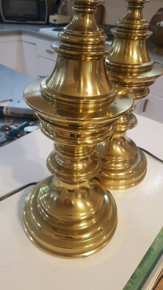 Pair Stiffel Gold Brass Table Lamps Hollywood Regency Mid Century Modern