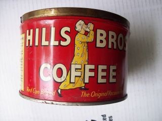 Vintage Hills Bros.  Red Can Brand - 1 Lb Coffee Can Tin - No Lid