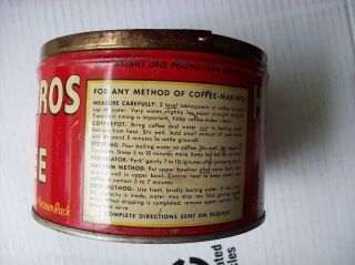 Vintage Hills Bros.  Red Can Brand - 1 LB Coffee Can Tin - No Lid 2