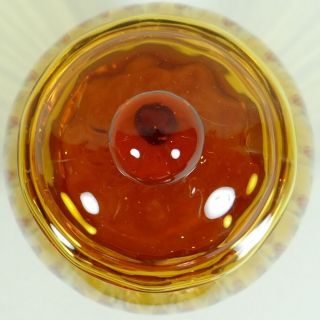 Vtg Apothecary Jar Amber MURANO Glass Antique Candy Dish Lid Bottle PRISTINE 3
