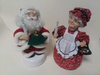 Vintage Animated 24” Mr & Mrs Santa Claus Christmas Decoration