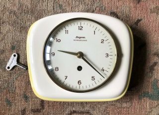 1940 ' s Vintage German Art Deco DUGENA Ceramic Wall Clock Key 2