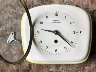1940 ' s Vintage German Art Deco DUGENA Ceramic Wall Clock Key 3
