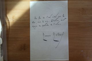 Romain Rolland,  Author,  Signed Note