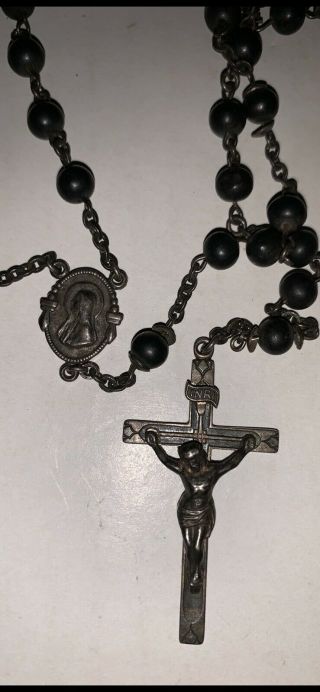 Vintage Antique Swift & Fisher Rosary Sterling Cross And Sterling Medal Broken