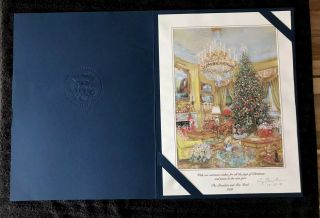 President George Bush Autographed Signed White House 1991 Christmas Card 16x12