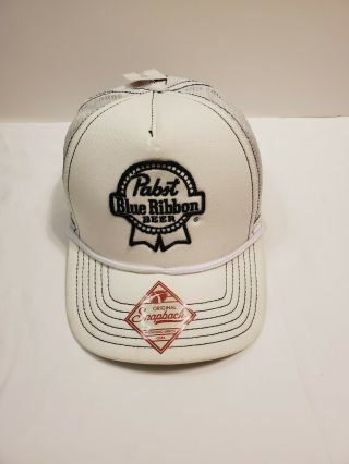 Pbr Pabst Blue Ribbon Beer Embroidered Patch Hat Cap Mesh Back Snapback